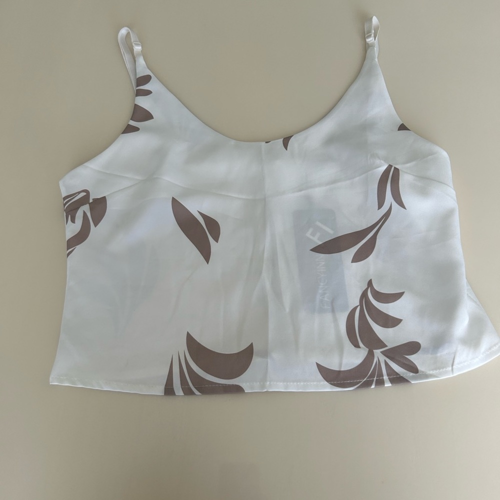 Women Crop Top with back zip. Does not stretch. Size L